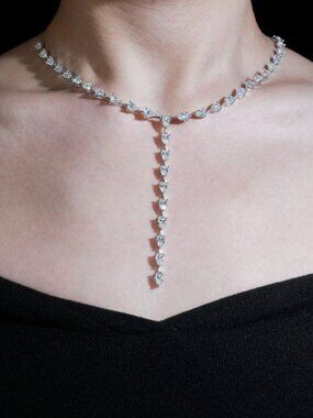 VVS D Moissanite Diamond Pear Cut 925 Silver Iced Out Tennis Chain Necklace